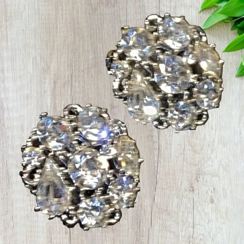 Beautiful Vintage Rhinestone Clip-on Earrings Rhapsody